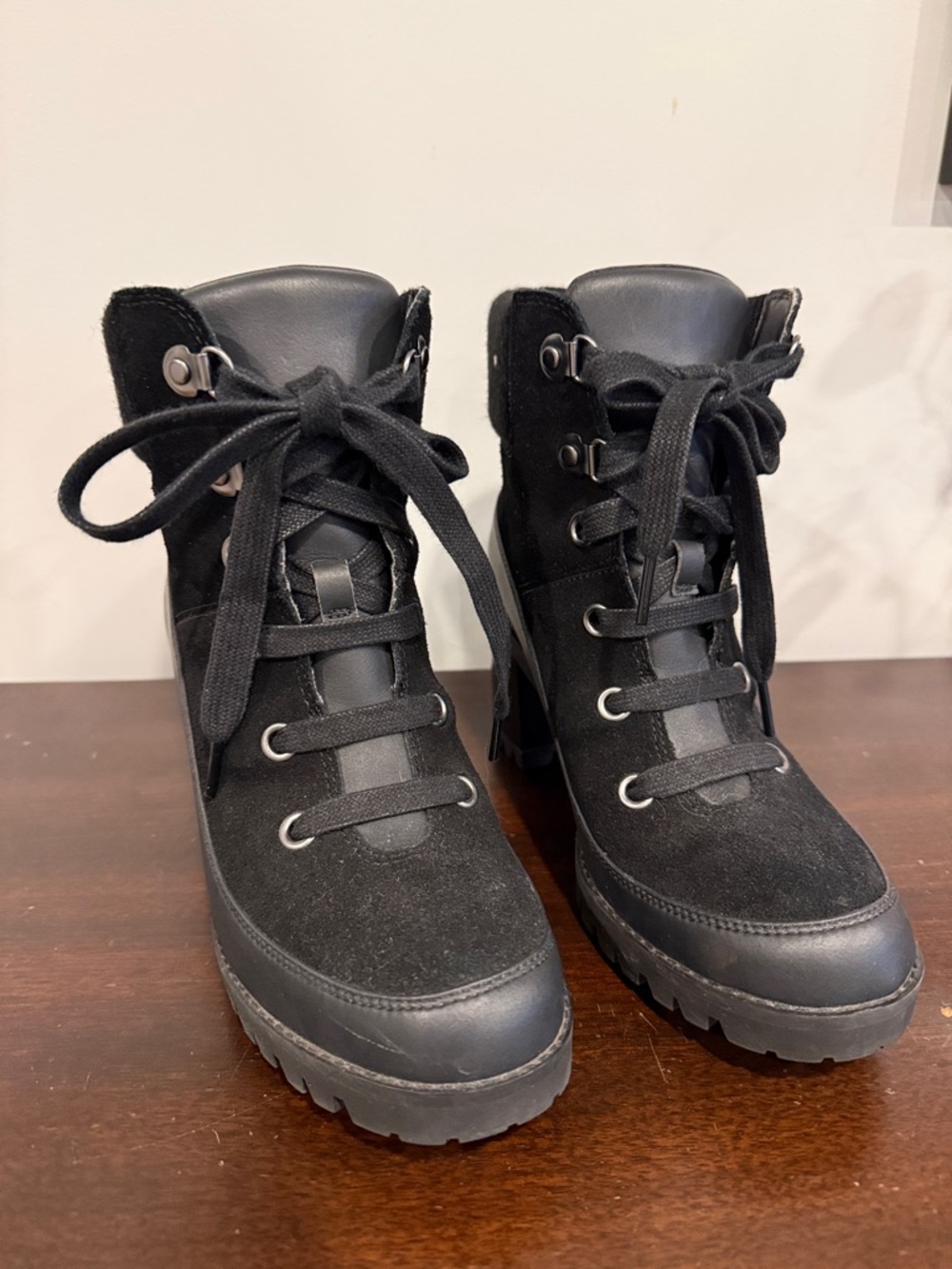 UGG Black Suede Lace-Up Ankle Hiking Boots